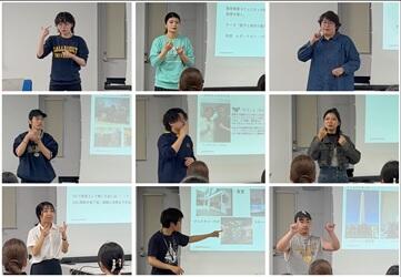 研修に参加した学生がほかの学生に説明を行っている様子