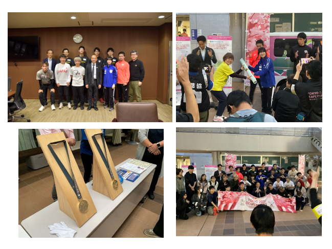 4枚の写真のコラージュ。キャラバンカーイベントの様子